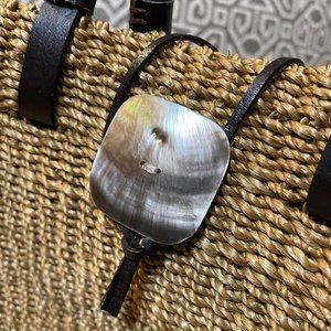 Nine West Natural Straw Small Tote w/ Leather Handles